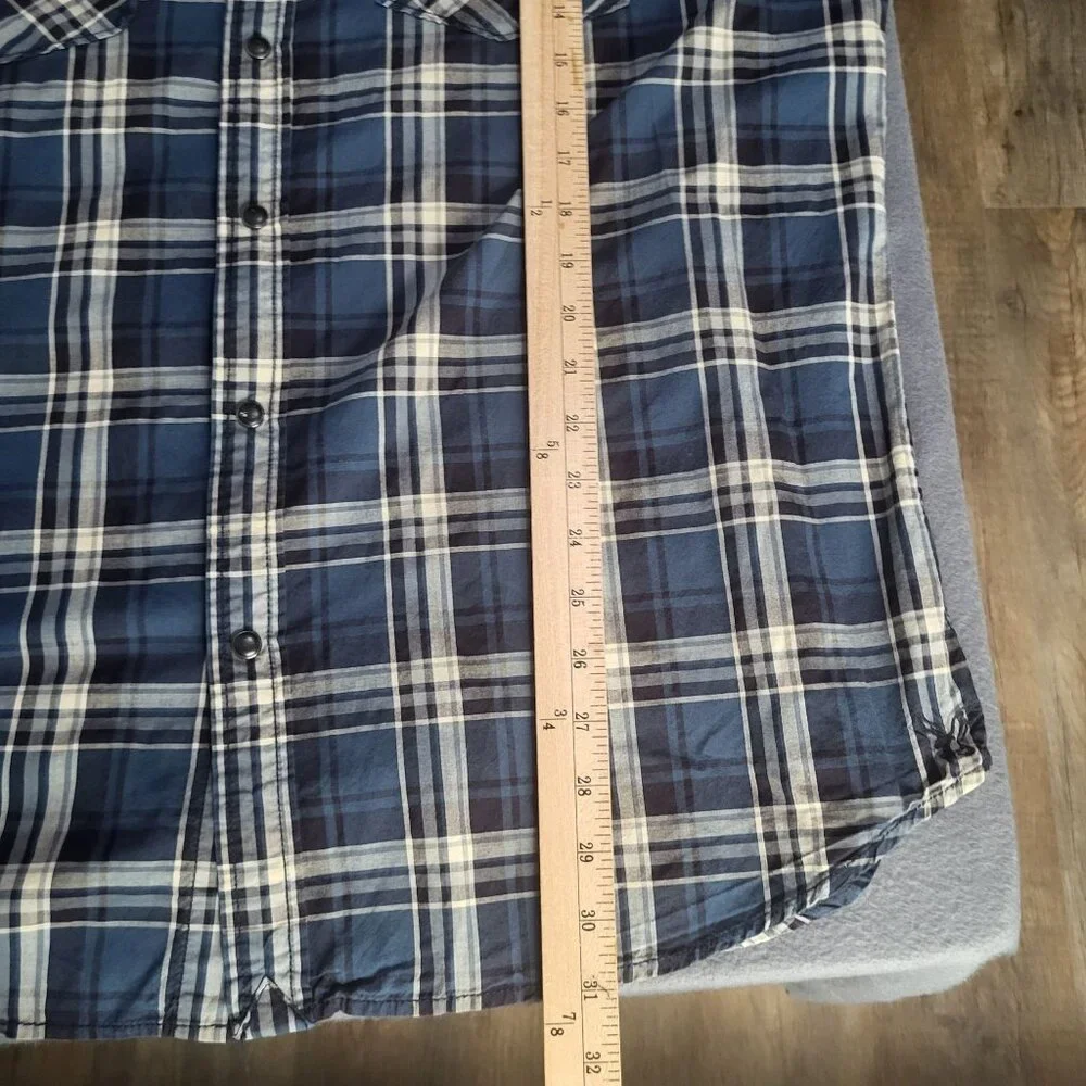 AMERICAN EAGLE OUTFITTERS Mens XXL Vintage Fit Snap Button Plaid Shirt y2k - Picture 6 of 9